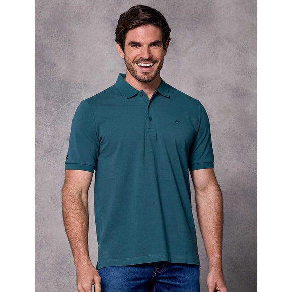 Rivet and Denim Mountain Aqua Polo Shirt