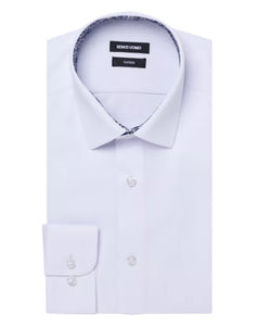 White dress shirt with patterned collar on a white background