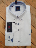 white shirt with contrast buttons