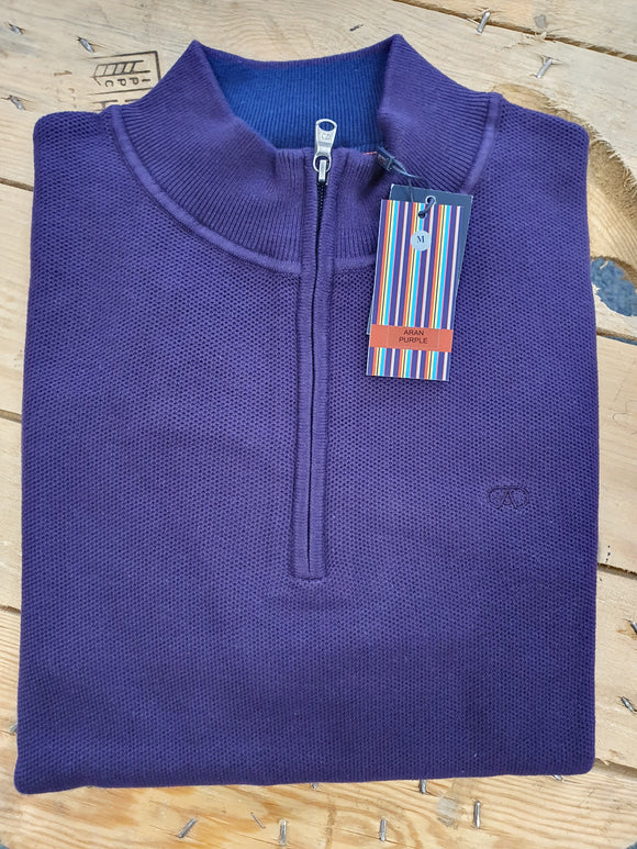 Andre Aran Purple 1/4 zip sweater