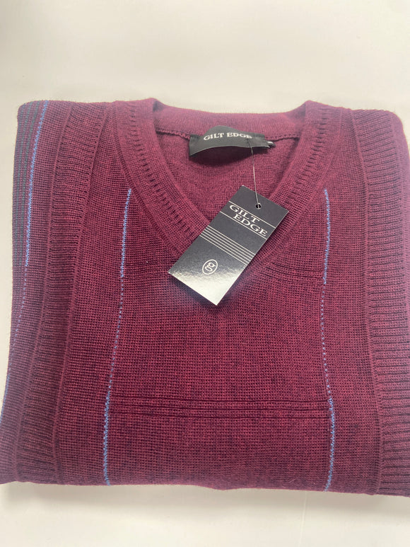 Gilt Edge Men's Jumper V Neck  9673 Berry