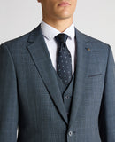 Stylish Men's Blue Check Suit