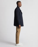 Navy single button overcoat