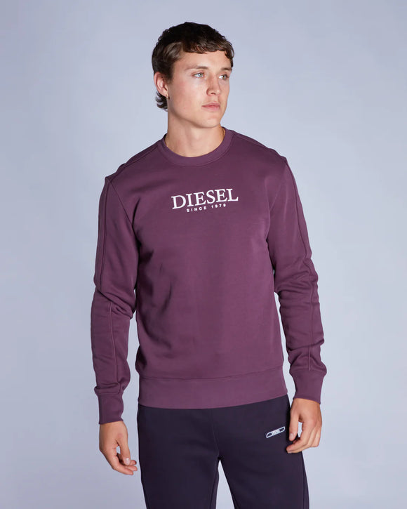 Diesel Men's Crew Neck Sweatshirt Alec Damson Plum