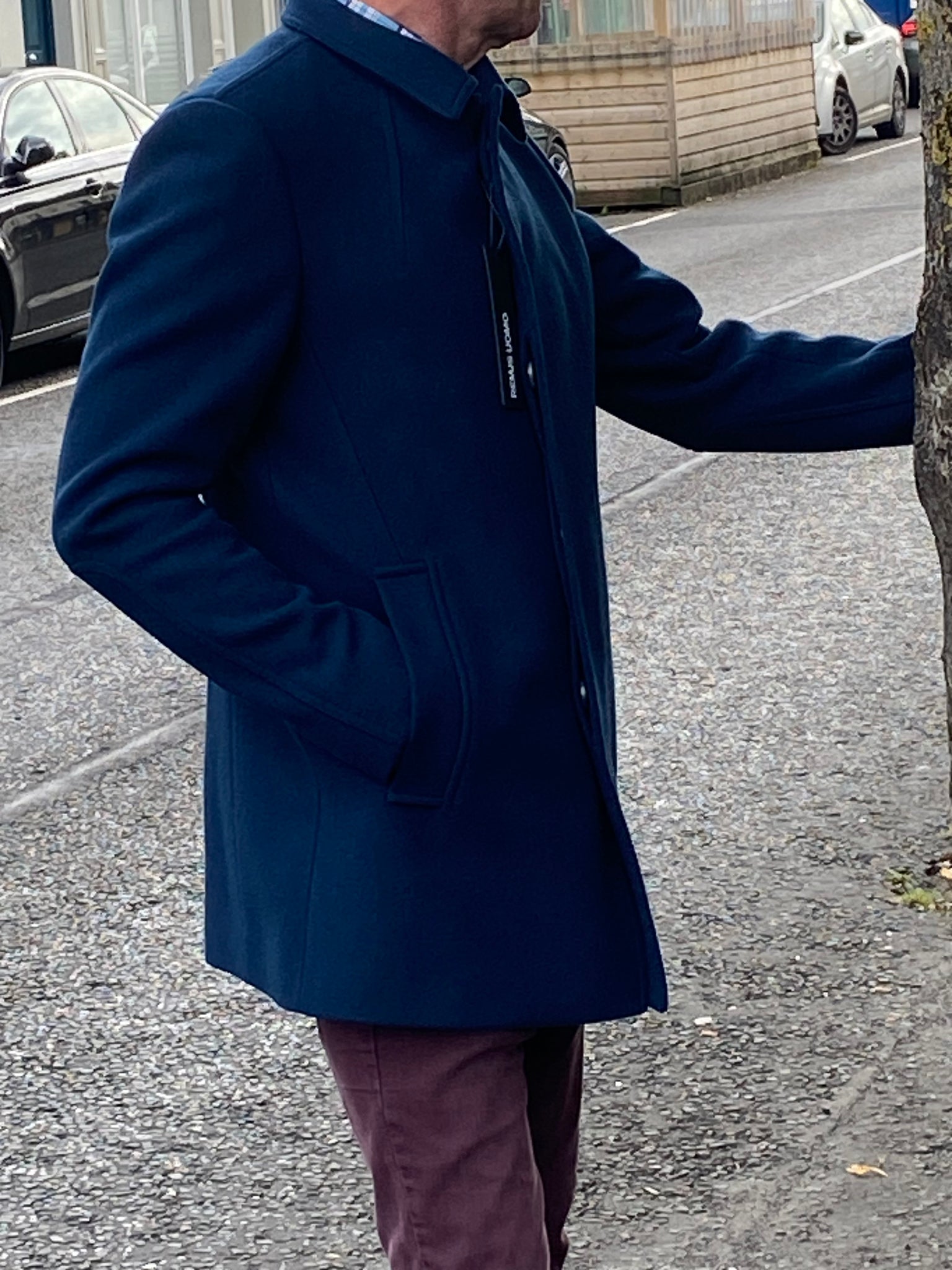 Mens sales overcoat blue