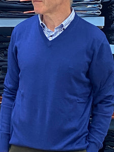 phillips menswear mens blue v neck sweater