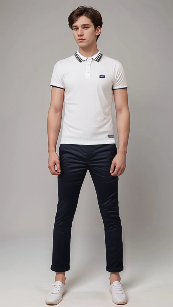 Diesel Boys Aron White Polo Shirt