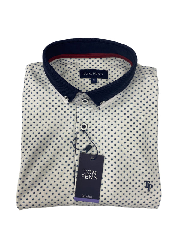 Phillips Menswear Tom Penn White/Navy Polo Shirt