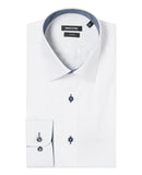 Remus Uomo Mens Shirt Seville - White With Contrast Dark Buttons. 17036/01