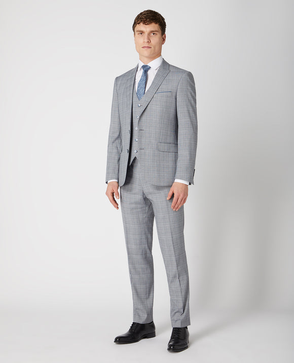 mans grey suit