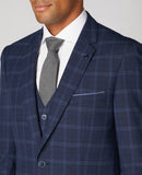 check navy three piece suit