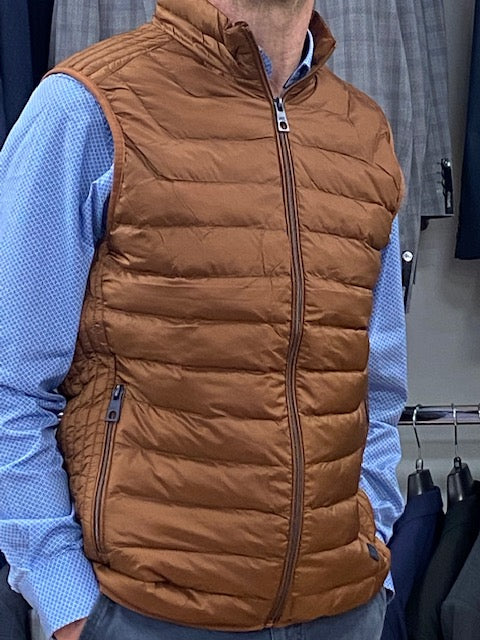 mens gilet white label toffee