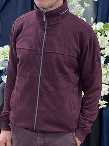mans burgundy cardigan